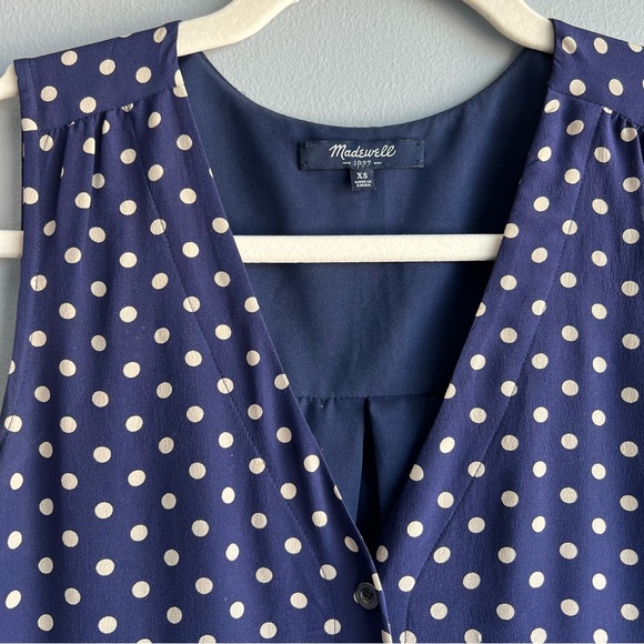 Madewell Navy Dot Shirt Dress - Picture 2 of 3